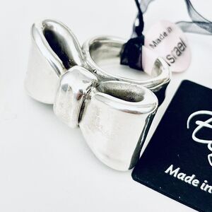 NWT Gorgeous Sz 9 E&L .925 Made in Israel Sterling Silver Huge & Thick Bow Ring